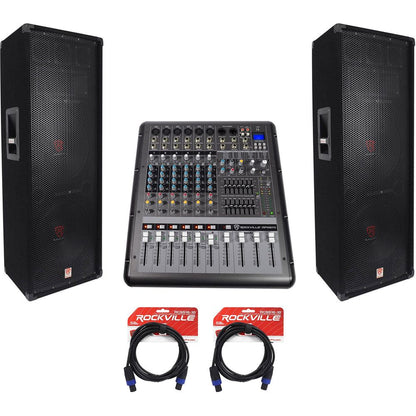 RSG12.2 Dual 12" Speakers 2-Pack + RPM870 Powered Mixer Bundle