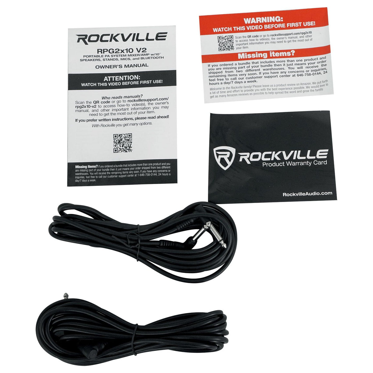 Rockville RPG2X10 Box 1 includes 2 800w Passive DJ PA Speakers+2 Stands+2 Mics+Cables
