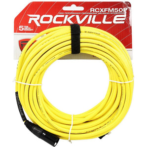 Rockville RCXFM50P-Y Yellow 50' Female to Male REAN XLR Mic/Speaker Cable