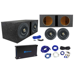 (2) Rockville W10K9D2 10" 6400w Subwoofers+Sealed Sub Box+Mono Amplifier+Amp Kit