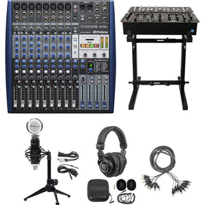 Presonus StudioLive AR12C 12Ch USB Live/Studio Mixer+Cables+Headphones+Stand+Mic