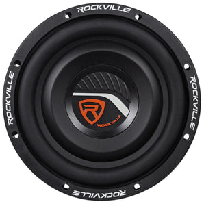 ) Rockville W8T4-S4 8" Shallow 1000w Slim Car Subwoofers Subs+Amplifier and Amp Kit