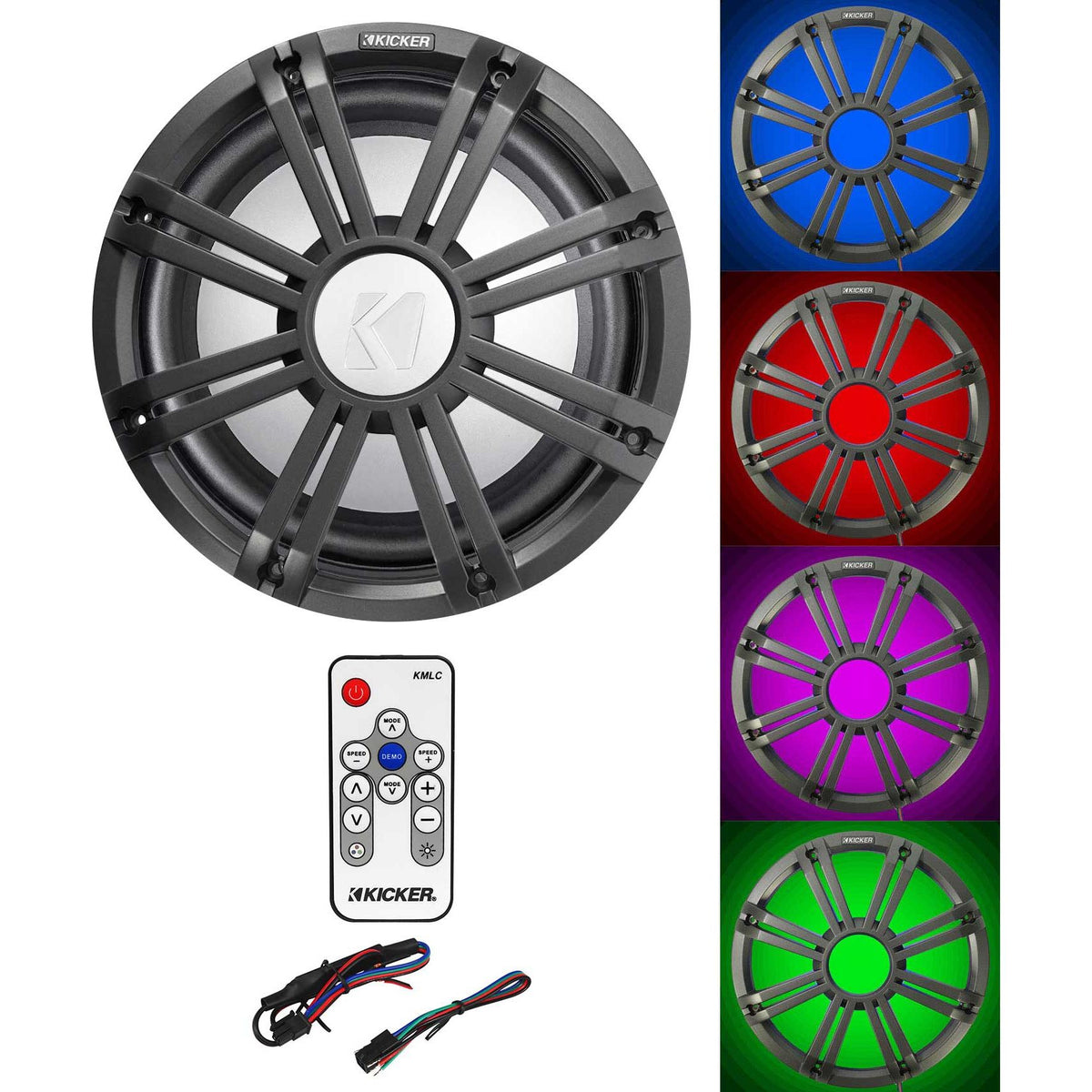 45KMF102 10" Free Air Marine Subwoofer, Charcoal LED Grille & Remote