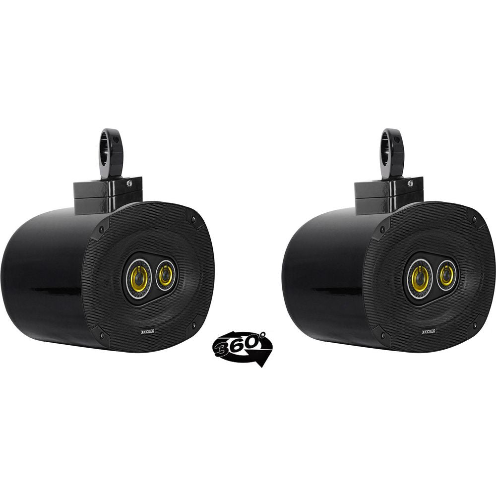 (2) kicker CSC693 6x9" 360° Swivel Black Aluminum Wakeboard Tower Speakers