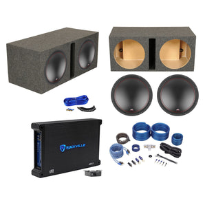 (2) MTX 5515-22 15" 1600w Car Subwoofers+Vented Sub Box+Mono Amplifier+Amp Kit