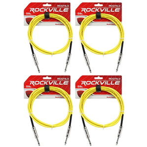 4 Rockville RCGT6.0Y 6'  1/4" TS to 1/4'' TS Guitar/Instrument Cable