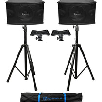 KPS10 10" Karaoke Speakers 2-Pack + Tripod Stands Bundle