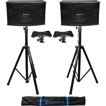 KPS10 10" Karaoke Speakers 2-Pack + Tripod Stands Bundle