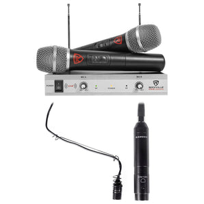 Samson CM12C Hanging Choir Microphone or Orchestra Mic+2) Handheld Wireless Mics