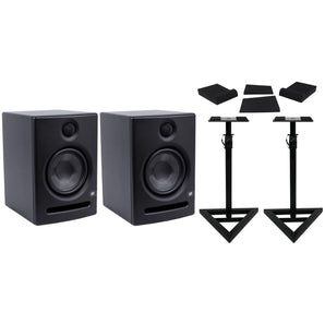 2 Presonus Eris E5 5.25" Powered Studio Monitors+Pair Stands+Foam Isolation Pads