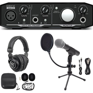 Mackie+Samson Podcast Podcasting Recording Bundle w/ Interface+Mic+Headphones