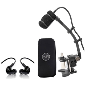 Audio Technica ATM350D Instrument Microphone w/Gooseneck+Mount+In-Ear Monitors