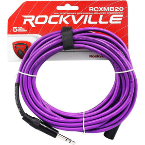 7 Rockville 20' Male REAN XLR to 1/4'' TRS Balanced Cable OFC (7 Colors)