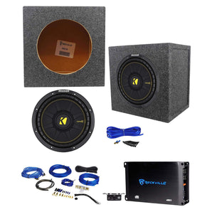 KICKER 44CWCD104 CompC 10" 500w Subwoofer+Sealed Sub Box+Mono Amplifier+Amp Kit