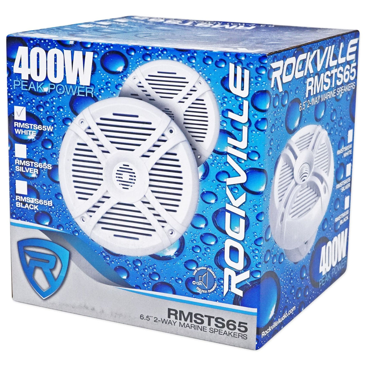RMSTS65W White 6.5" Marine Speakers 4-Pack + KRYPTON MF4 Amplifier Bundle