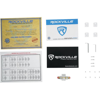 ATOM 8W 8-Ch Marine Amplifier + RWK42 4GA Wiring Kit Bundle