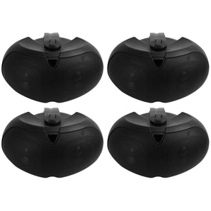 (4) Rockville D4-8 Black Dual 4" Wall Mount Swivel Outdoor Home Patio Speakers