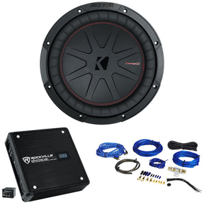 Kicker 48CWR102 COMPR10 10" 800w DVC 4 Car Subwoofer Sub+Mono Amplifier+Amp Kit