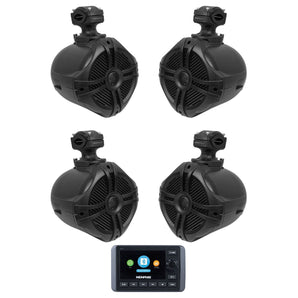 MemphisSMC3 Multi-Zone Marine Bluetooth Receiver+Black 6.5" Wakeboard Speakers