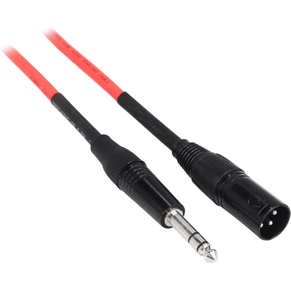 4 10' Male REAN XLR to 1/4'' TRS Cable (2 Red and 2 Blue)