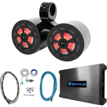 Dual 6.5" 700w Marine Wakeboard LED Speakers+Amplifier+Wires