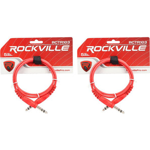 2 Rockville RCTR103R Red 3' 1/4'' TRS to 1/4'' TRS Cable 100% Copper