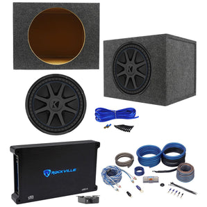 Kicker 44CVX154 15" CVX 1000w RMS Car Subwoofer+Sealed Sub Box+Amplifier+Amp Kit