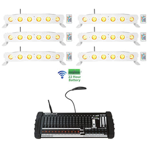 (6) Rockville BEST STRIP 60 White Light Bars+384 Ch. Wireless DMX Controller