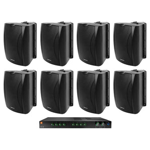 JBL Commercial 70v Amp+(8) Black 5.25" Wall Speakers For Restaurant/Bar/Office