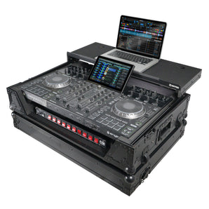 ProX ATA Black Flight/Road Case For Denon PRIME 4 DJ Controller w/Shelf+Wheels