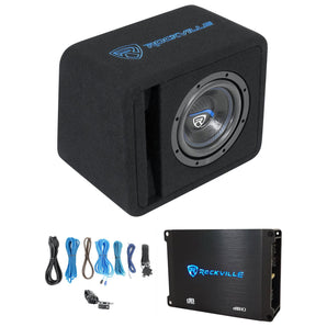 Rockville SK58 PACKAGE 8" 800w Loaded K5 Car Subwoofer Enclosure+DB10 Amplifier