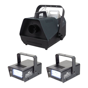 New American DJ Fog Fury 3000 DMX Fog Machine w/ Wired Remote+(2) Strobe Lights