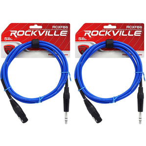 2 Rockville RCXFB6Bl Blue 6' Female REAN XLR to 1/4'' TRS Balanced Cables OFC