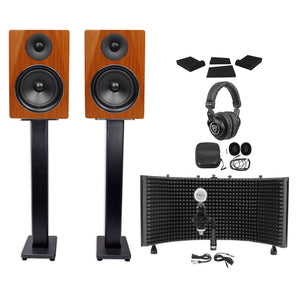 Pair Rockville DPM6C 6.5" 420w Studio Monitors+36" Stands+Headphones+Mic+Shield