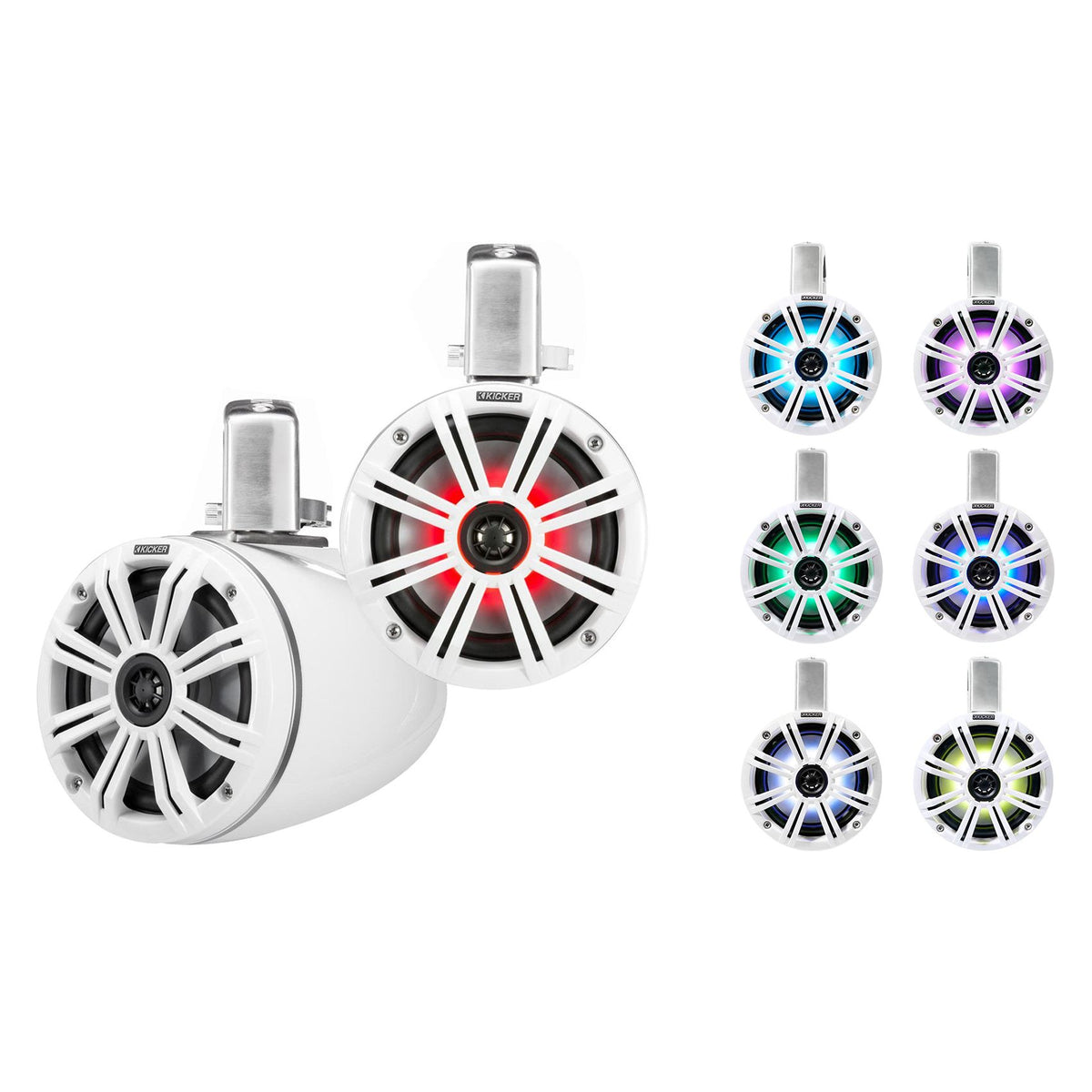 45KMTC65W 6.5" LED Tower Speakers + WET75.2 Amplifier + RMWK8 Wire Kit for RZR/ATV/UTV