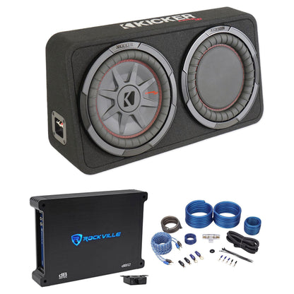 48TCWRT102 10" Slim Subwoofer + Amplifier + Wire Kit Bundle