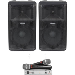 (2) Samson RS112A 12" 400w Powered DJ PA Speakers w/Bluetooth/USB+Wireless Mics