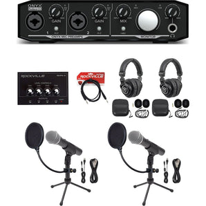 Mackie+Samson Podcast Podcasting Bundle w/ Interface+(2) Mics+(2) Headphones+Amp
