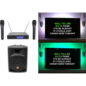 Rockville 8" Powered Pro Karaoke Machine/System w/LED's+(2) Wireless Microphones