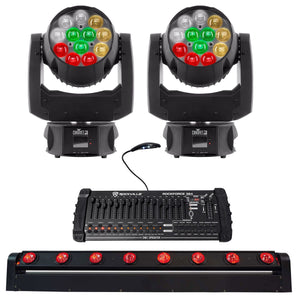 (2) Chauvet Intimidator Wash Zoom 450 IRC RGBW Moving Head Lights+MOTIONSTRIP