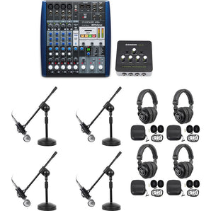 Presonus AR8 Podcast Podcasting Studio Bundle w/(4) Mics+Headphones+Boom Stands