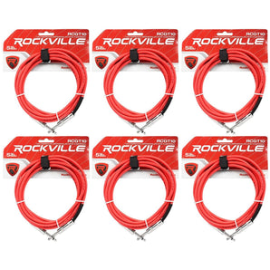 6 Rockville RCGT10R 10'  1/4" TS to 1/4'' TS Guitar/Instrument Cable