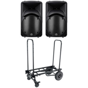 (2) Mackie C300Z 12" Passive 2-Way PA Speakers/Monitors+Equipment Transport Cart