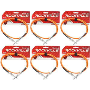 6 Rockville RCGT3.0O 3'  1/4" TS to 1/4'' TS Guitar/Instrument Cable