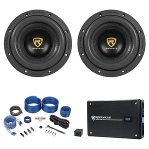 (2) Rockville W8K9D4 6.5" 2000 Watt Car Audio Subwoofers+Mono Amplifier+Amp Kit