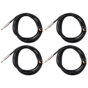 4) Rockville RCXBN10 10 Ft 1/4" to Banana Speaker Cables, 16 Gauge, 100% Copper!
