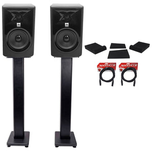 (2) JBL 305P MkII 5" Powered Studio Monitors+Stands+Isolation Pads+XLR Cables