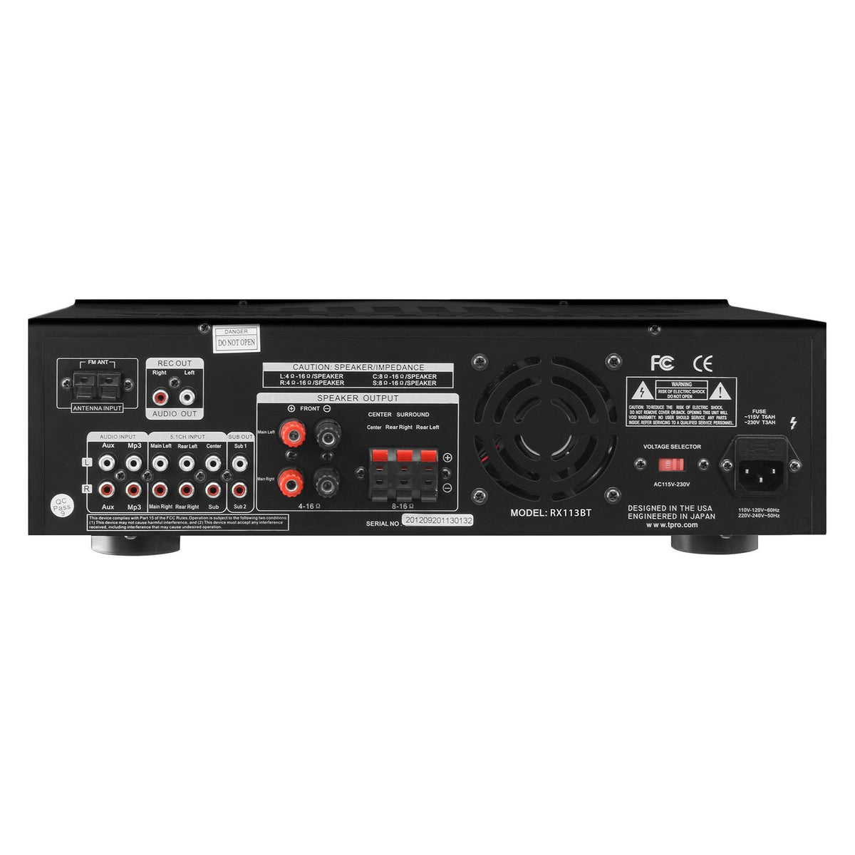 RX113BT 1500W Bluetooth Home Receiver Amplifier with 10 Band EQ