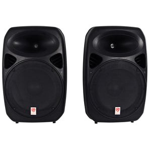 Rockville RPG152K Dual 15" Powered Speakers, Bluetooth+Mic+Stands+Travel Bags
