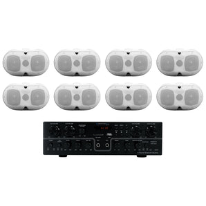 Technical Pro RX4CH Bluetooth Home Receiver+(8) Dual 4" Patio Speakers in White